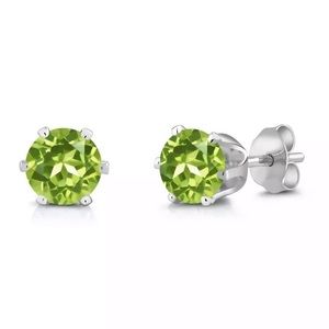 💗 Hypoallergenic Stainless Steel Peridot Crystal Earrings 5mm NEW